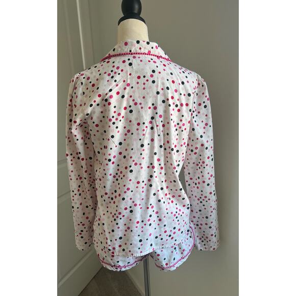Victoria's Secret Long Sleeve White Pink Black Dots Cotton Pajama Shorts Set S - Picture 4 of 14